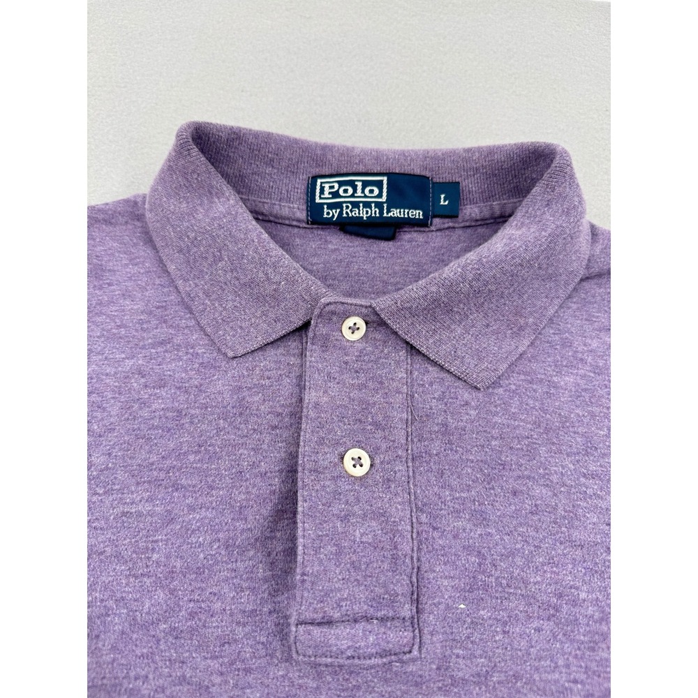 Polo Ralph Lauren Mens L Short Sleeve Soft Cotton Polo Heathered Purple Preppy - Picture 3 of 9